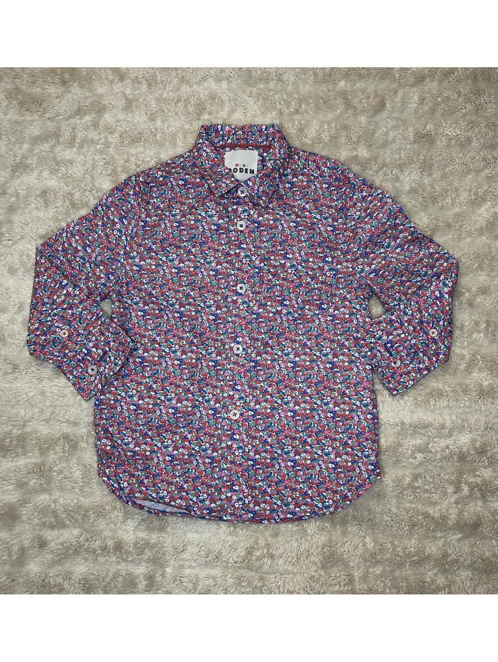Mini Boden multicolored floral button-front long sleeve shirt 3-4Y cottagecore